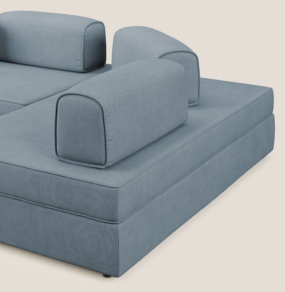 Liberty divano angolare con pouf estraibile e schienali movibili in te