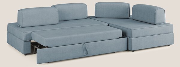 Liberty divano angolare con pouf estraibile e schienali movibili in te