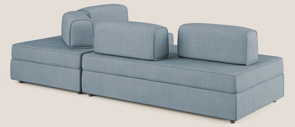 Liberty divano angolare con pouf estraibile e schienali movibili in te