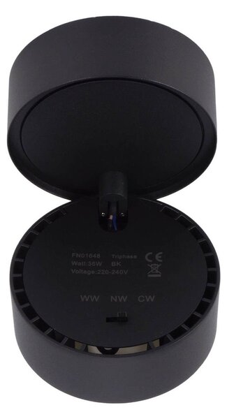 Applique LED 36W da Parete e Soffitto Orientabile Nero 60° CCT 135lm/W