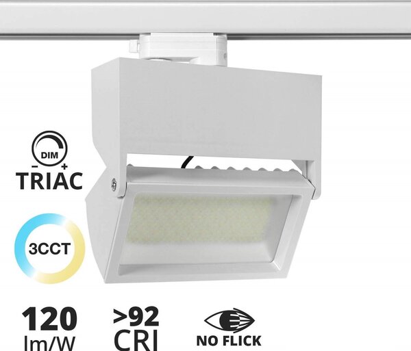 Faro Rettangolare 40W Dimmerabile Triac Binario Trifase 100° CCT Colore Bianco Variabile CCT