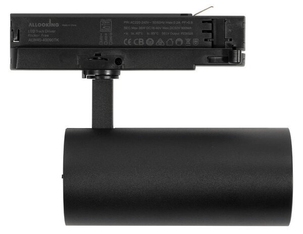 Faro LED 40W Dimmerabile 0-10V per Binario Trifase 38/60° Nero CCT Colore Bianco Variabile CCT