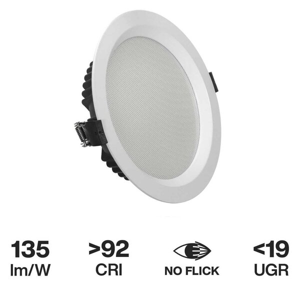 Faro LED da Incasso 32W Foro Ø175mm con driver Philips CRI92 UGR19 Colore Bianco Caldo 2.700K