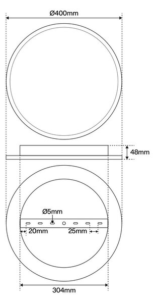 Plafoniera LED 36W Ø400mm con driver Philips Nera 4.680lm CCT