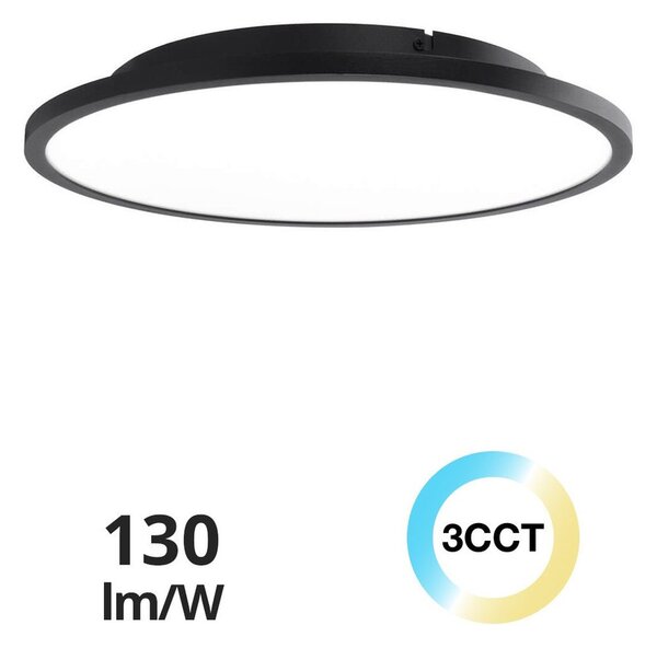 Plafoniera LED 36W Ø400mm con driver Philips Nera 4.680lm CCT