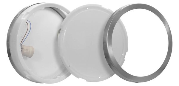 Plafoniera Rotonda in Acciaio Inossidabile 2 basi E27 Ø28cm IP54