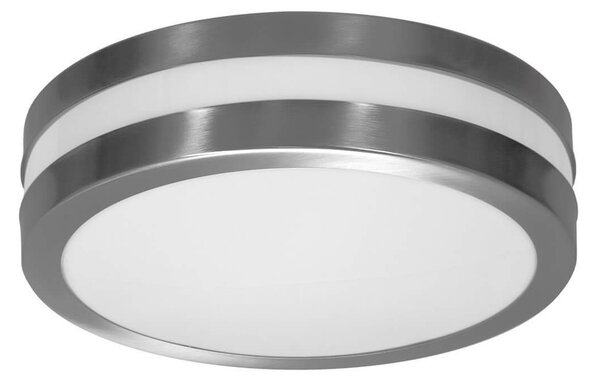 Plafoniera Rotonda in Acciaio Inossidabile 2 basi E27 Ø28cm IP54