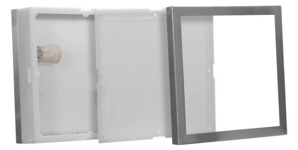 Plafoniera Quadrata in Acciaio Inossidabile 2 basi E27 28x28cm IP54