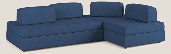 Liberty divano angolare con pouf estraibile e schienali movibili in te