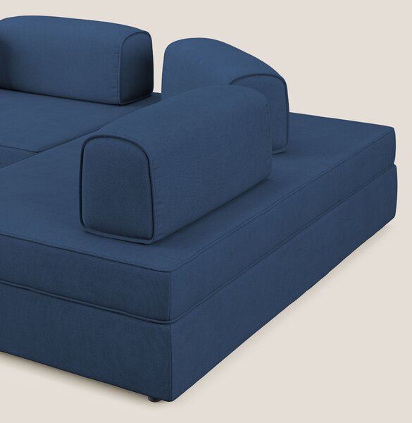 Liberty divano angolare con pouf estraibile e schienali movibili in te
