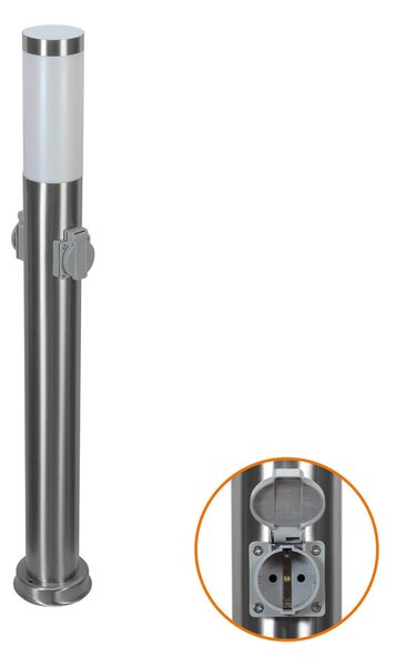 Paletto da giardino con Doppia Presa Corrente 80cm Acciaio Inox E27