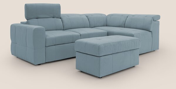 Kronos Divano angolare con poggiapiedi estraibile e pouf contenitore m