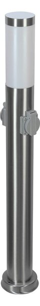 Paletto da giardino con Doppia Presa Corrente 80cm Acciaio Inox E27