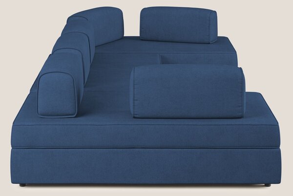 Liberty divano panoramico con pouf estraibile e schienali movibili in