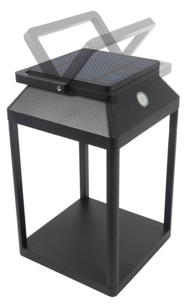 Lanterna Portatile Ricaricabile Solare e USB Nera Dimmerabile