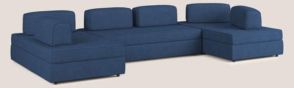Liberty divano panoramico con pouf estraibile e schienali movibili in