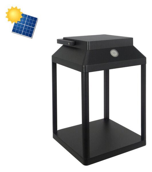 Lanterna Portatile Ricaricabile Solare e USB Nera Dimmerabile