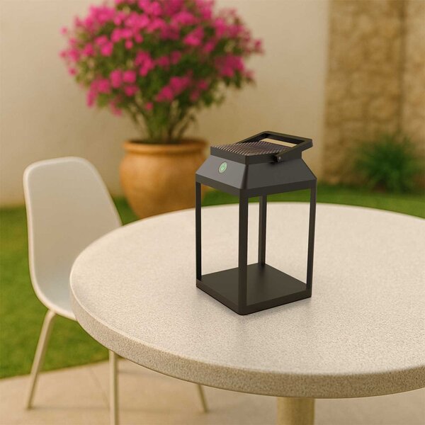 Lanterna Portatile Ricaricabile Solare e USB Nera Dimmerabile