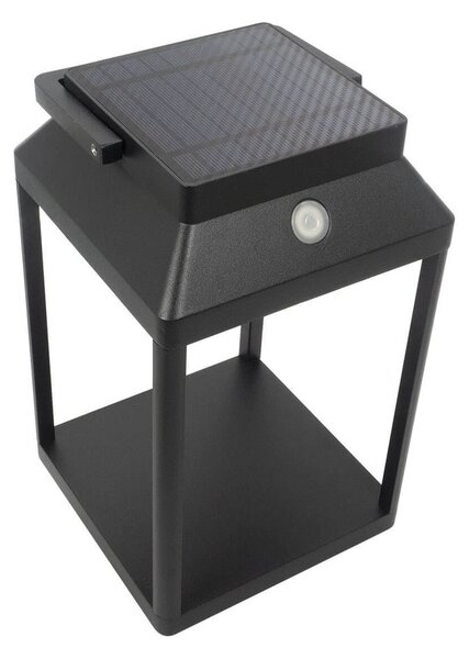 Lanterna Portatile Ricaricabile Solare e USB Nera Dimmerabile