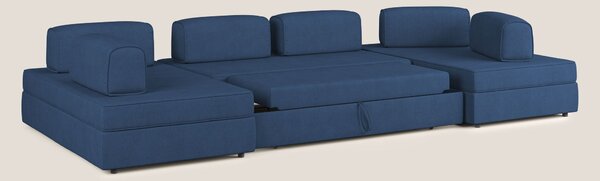 Liberty divano panoramico con pouf estraibile e schienali movibili in