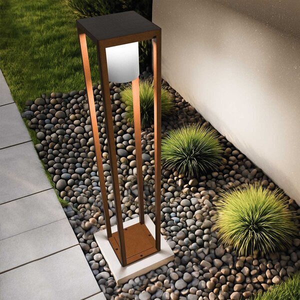 Paletto Lanterna Solare 80cm Corten con Sensore + Picchetto Colore Bianco Naturale 4.000K