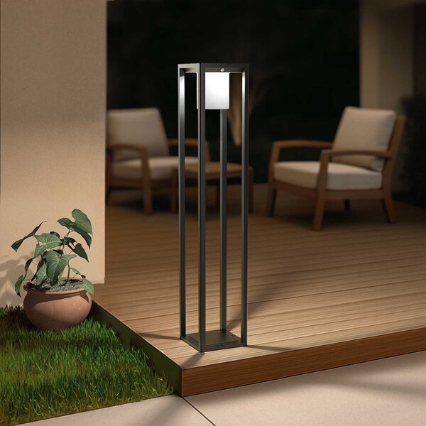 Paletto Lanterna Solare 80cm Nero con Sensore + Picchetto Colore Bianco Naturale 4.000K