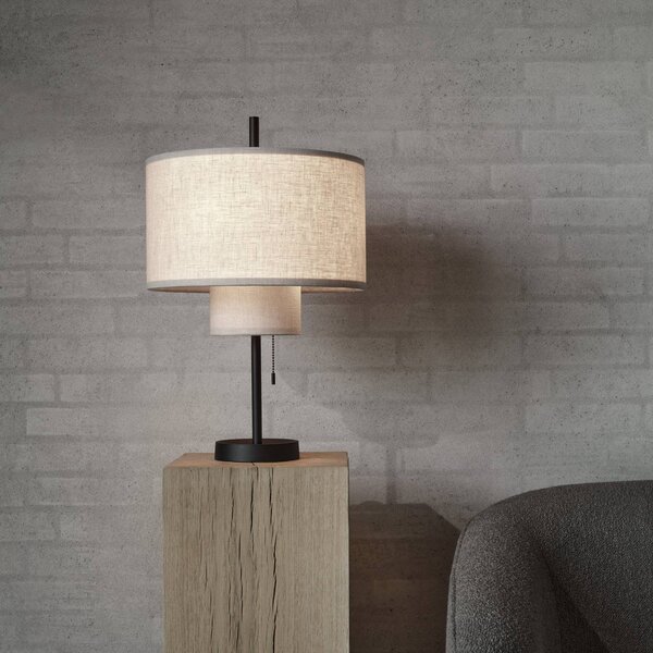 New Works Lampada da tavolo Margin, beige, Ø 36 cm, tessuto