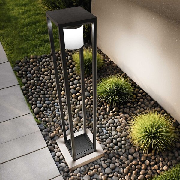 Paletto Lanterna Solare 80cm Nero con Sensore + Picchetto Colore Bianco Naturale 4.000K