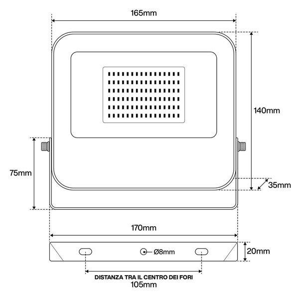 Faro LED 50W IP65 125lm/W - con Osram chip LED Colore Bianco Naturale 4.000K