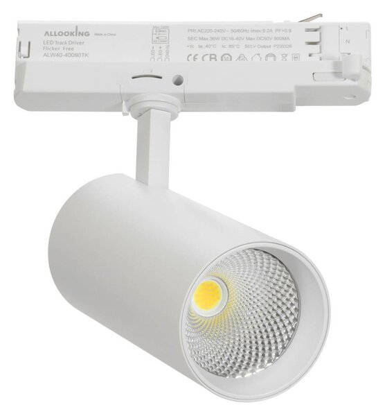 Faro LED 40W Dimmerabile 0-10V per Binario Trifase 38/60° Bianco CCT Colore Bianco Variabile CCT