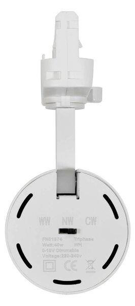 Faro LED 40W Dimmerabile 0-10V per Binario Trifase 38/60° Bianco CCT Colore Bianco Variabile CCT