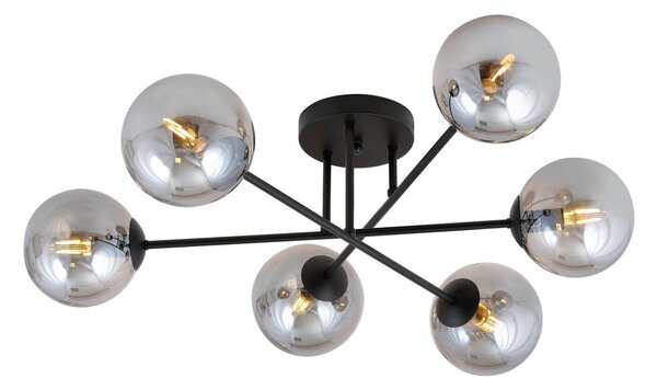 Lampadario Roma 6 Nero con sfere Grafite E14 da soffitto