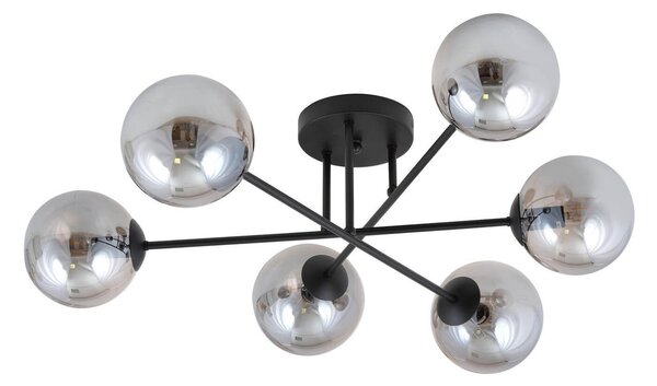Lampadario Roma 6 Nero con sfere Grafite E14 da soffitto