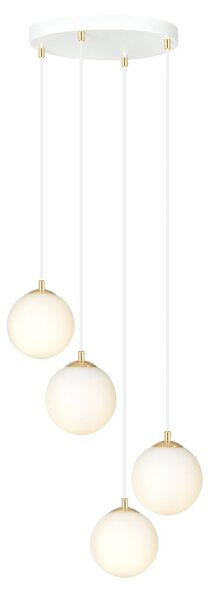 Lampadario a Sospensione in Acciaio e Vetro ROYAL 4 Bianco o Nero 4xE14