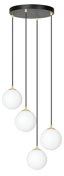 Lampadario a Sospensione in Acciaio e Vetro ROYAL 4 Bianco o Nero 4xE14
