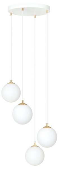 Lampadario a Sospensione in Acciaio e Vetro ROYAL 4 Bianco o Nero 4xE14