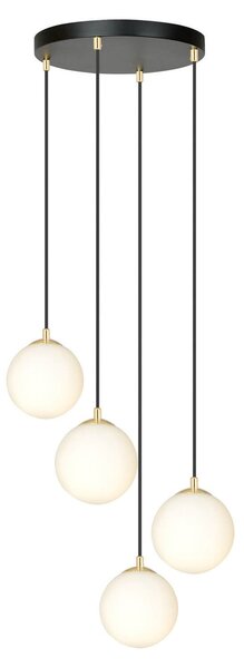 Lampadario a Sospensione in Acciaio e Vetro ROYAL 4 Bianco o Nero 4xE14