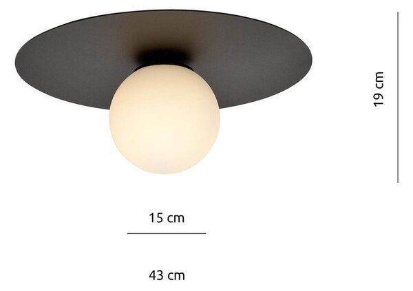 Lampada da soffitto Solar Nera con sfera satinata E14