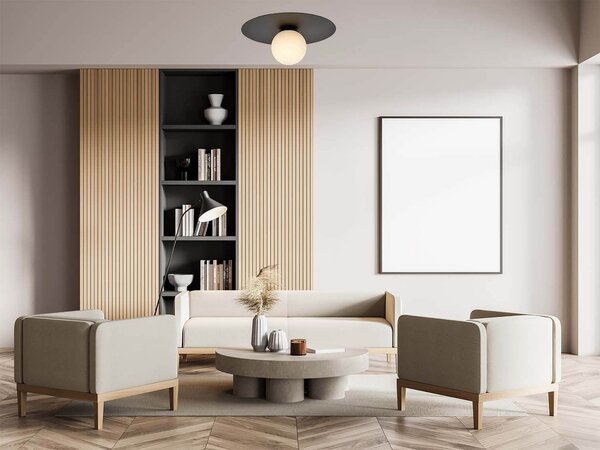 Lampada da soffitto Solar Nera con sfera satinata E14