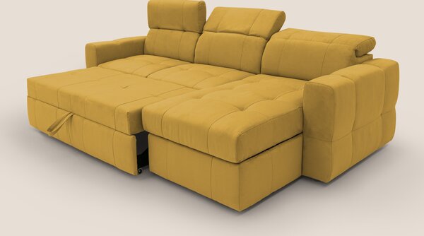Kronos Divano angolare con pouf estraibile e penisola contenitore in m