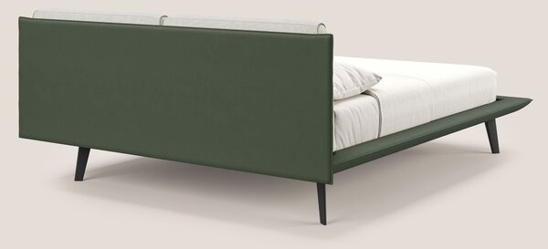 Petra letto di design bicolore con cuscini in piuma, piedini in mogano