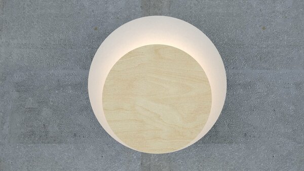 Applique da Parete Circle Bianca e in Legno Luce Indiretta Base G9