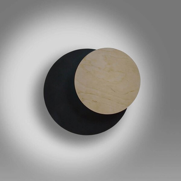 Applique da Parete Circle Nera e in Legno Luce Indiretta Base G9