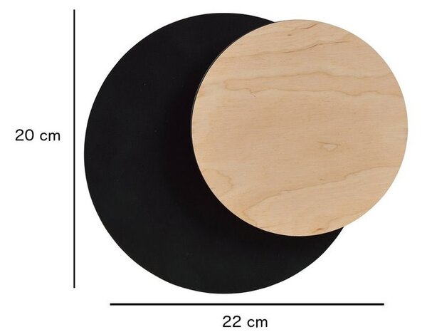Applique da Parete Circle Nera e in Legno Luce Indiretta Base G9