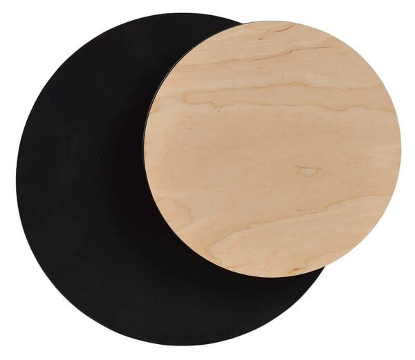 Applique da Parete Circle Nera e in Legno Luce Indiretta Base G9