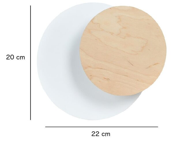 Applique da Parete Circle Bianca e in Legno Luce Indiretta Base G9