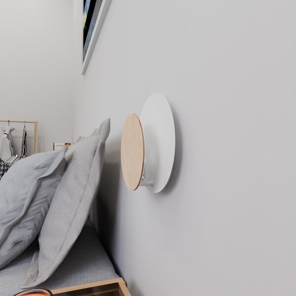 Applique da Parete Circle Bianca e in Legno Luce Indiretta Base G9