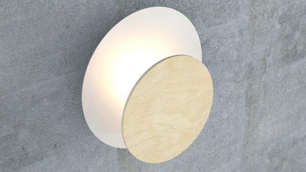 Applique da Parete Circle Bianca e in Legno Luce Indiretta Base G9