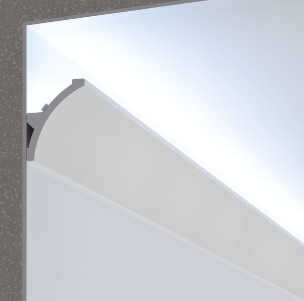 Cornice Pitturabile Stondata XL per parete per Strisce LED - 2m Variante Lunghezza 2 Metri
