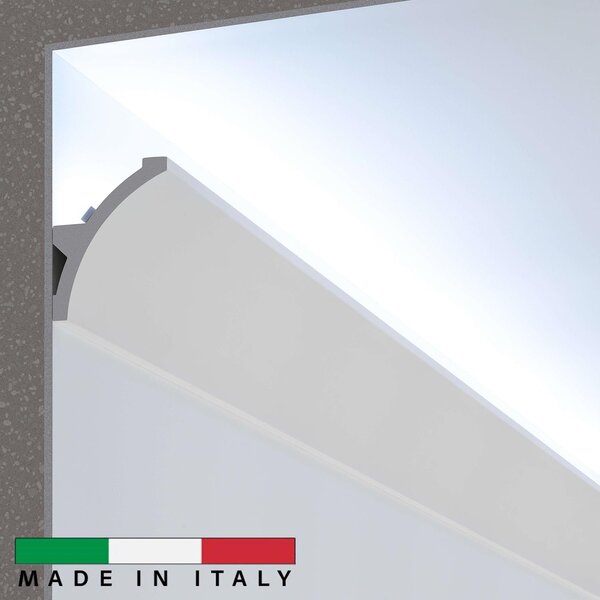 Cornice Pitturabile Stondata XL per parete per Strisce LED - 2m Variante Lunghezza 2 Metri